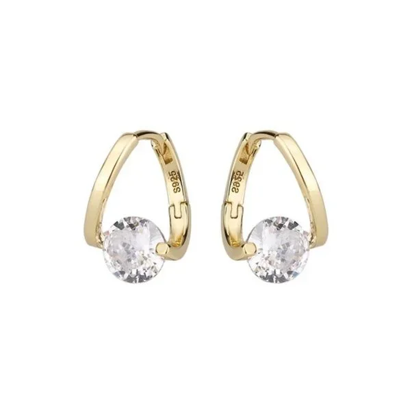 S925 Sterling Silver Love Heart Star White Zircon Earrings Wedding Engagement